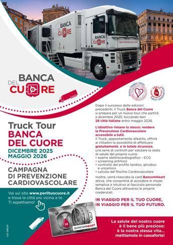 prevenzione cardiovascolare gratuita in 28 citta riparte truck tour banca del cuore 2