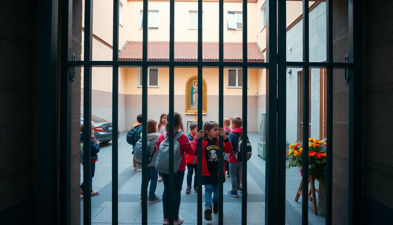 madonna di san luca alla materna grosso 14 bambini il cancellone chiuso e la benedizione dalla strada 1774255374