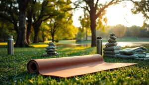 Praticare yoga immersi nella natura del parco