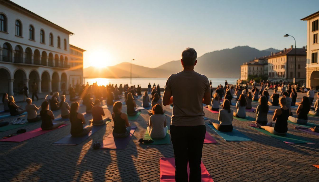 Yoga al solstizio a Lugano: pratica gratuita in piazza Luini